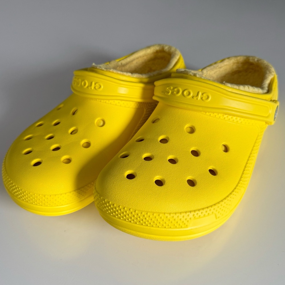 CROCS classic lined yellow clogs